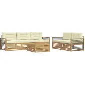 vidaXL Buiten bank set 6 st Wit en crèmekleurig