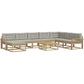 vidaXL Buiten bank set 9 st Wit en Lichtgrijs