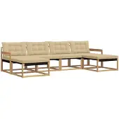 vidaXL Buiten bank set 6 st Wit en Beige