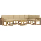 vidaXL Buiten bank set 9 st Wit en Beige