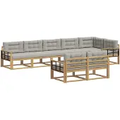 vidaXL Buiten bank set 6 st Wit en Lichtgrijs Polyester