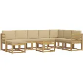 vidaXL Buiten bank set 9 st Wit en Beige