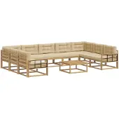 vidaXL Buiten bank set 10 st Wit en Beige