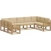 vidaXL Buiten bank set 9 st Wit en Beige