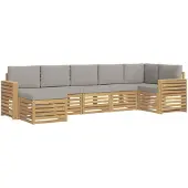 vidaXL Buiten bank set 7 st Wit en Lichtgrijs