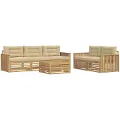 vidaXL Buiten bank set 6 st Wit en Beige