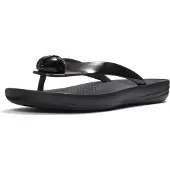 FitFlop Iqushion Glanzende Knop Dames Zwarte Slippers