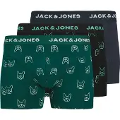 Jack & Jones Boxershorts 'JACDENIM DOG' navy / donkergroen / zwart / wit