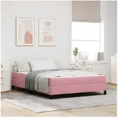 vidaXL Boxspringbed met matras, roze, 140 x 200 cm, gestoffeerd