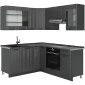 Vicco Hoekkeuken Fame-Line, Donkergrijs/Antraciet, 190 x 160 cm zonder werkblad