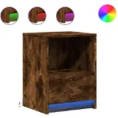 vidaXL Nachtkastjes met LED 2 st bewerkt hout gerookt eikenkleurig