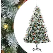 vidaXL Kunstkerstboom Groen en wit 210 cm PVC en Metaal en Plastic
