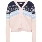 Mymo Gebreid vest lichtblauw / donkerblauw / pastelroze