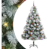 vidaXL Kunstkerstboom Groen en wit 210 cm PVC en Metaal en Plastic