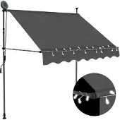 vidaXL Luifel handmatig uitschuifbaar met LED 100 cm antracietkleurig