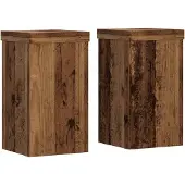 vidaXL Plantenstandaards 2 st 10x10x18 cm bewerkt hout oud houtkleurig