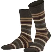 Falke Tinted Stripe gedessineerd wol katoen sokken heren groen - maat 39-42