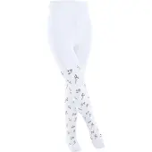 Falke Little Flowers dun gedessineerd katoen panty kinderen wit - maat 134-146