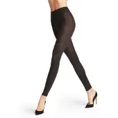 Falke Softmerino eenkleurig wol katoen legging dames zwart - maat 36-38