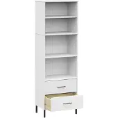 vidaXL Boekenkast met 2 lades OSLO 60x35x180 cm massief hout wit