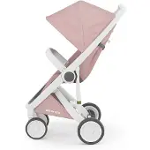 Greentom Classic Buggy Kinderwagen - Lichtgewicht Reisbuggy, Inklapbaar, Duurzaam (Gerecycled) - Wit Licht Roze