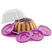 Tupperware vliegende schotel/ Puddingvorm met Klein vormpjes paars