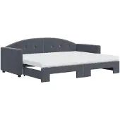 vidaXL Slaapbank onderschuifbed matrassen 80x200cm fluweel donkergrijs
