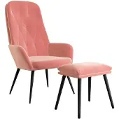 vidaXL Relaxstoel met voetenbank fluweel roze