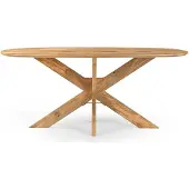 Benoa Eettafel Deens Ovaal Runa mangohout met Houten Onderstel 220x110x76 cm