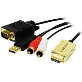 Logilink Premium HDMI naar VGA + Tulp 2RCA kabel / zwart - 2 meter
