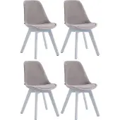 CLP Set van 4 gaststoelen Borneo, fluweel met grijze bekleding, wit metalen frame