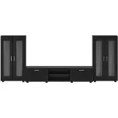 vidaXL Tv-meubelset FLORIN 3 st 150 x 39 x 30 cm Zwart Bewerkt hout