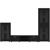 vidaXL Tv-meubelset FLORIN 3 st 150 x 39 x 30 cm Zwart Bewerkt hout