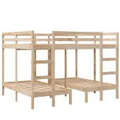 vidaXL Stapelbed 3-voudig massief grenenhout 160x200/80x160 cm