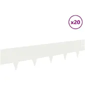 vidaXL Grasmaaiersiering, 20 stuks, 100 x 20 cm, staal, wit