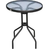 Outsunny Tuintafel rond hardglas 60 x 70cm