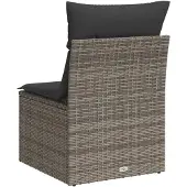 vidaXL Tuinbank zonder armleuning met kussens poly rattan grijs