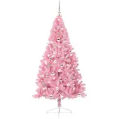 vidaXL Kunststof Voorverlichte Kerstboom met 300 LED Roze 240 cm PVC