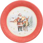 Papstar 20x 10 Borden karton rond Ø 23 cm Dear Santa
