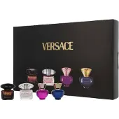 Versace Vrouwengeuren Dylan-Blue-Pour-FemmeMiniatuurset Dylan Blue Pour Femme 5 ml + Bright Crystal 5 ml + Dylan Purple 5 ml + Crystal Noir 5 ml
