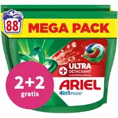 Ariel 2+2 Gratis: 4in1 Wasmiddel Pods Ultra Vlekverwijderaar 88 Stuks