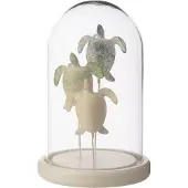 J-Line cloche décorative schildpad glas - wit/lichtblauw - 14 x 22 cm