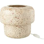 J-Line tafellamp mozaïek glas medium beige/wit - 40 watt - 26 x 24 cm