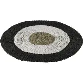 J-Line tapijt polypropyleen rond wit/zwart - 120 cm