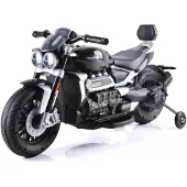 Vrooomy Triumph Rocket 3GT Elektrische kinderfiets 12V (2–5 jaar) – Officieel gelicenseerd, met stabilisatorwielen, 2 motoren, LED-verlichting en geluid – Elektrische kinderfiets, zwart