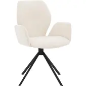 Goossens Eetkamerstoel Hera wit stof met armleuning, modern design