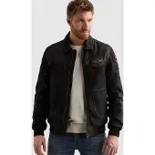 PME Legend Tussenjas 'Summer Hudson leather jacket' zwart
