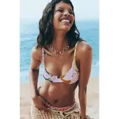 Desigual Bikinitop mosterd / petrol / lavendel / wit