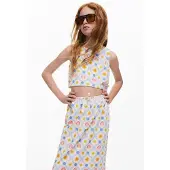 Desigual Top 'Soles' lichtblauw / goudgeel / donkerrood / wit