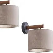 TK Lighting Wandlamp Deva Nature, textiel, hout dimbaar, hout licht, Woon-/ Eetkamer, Hout, Scandinavisch